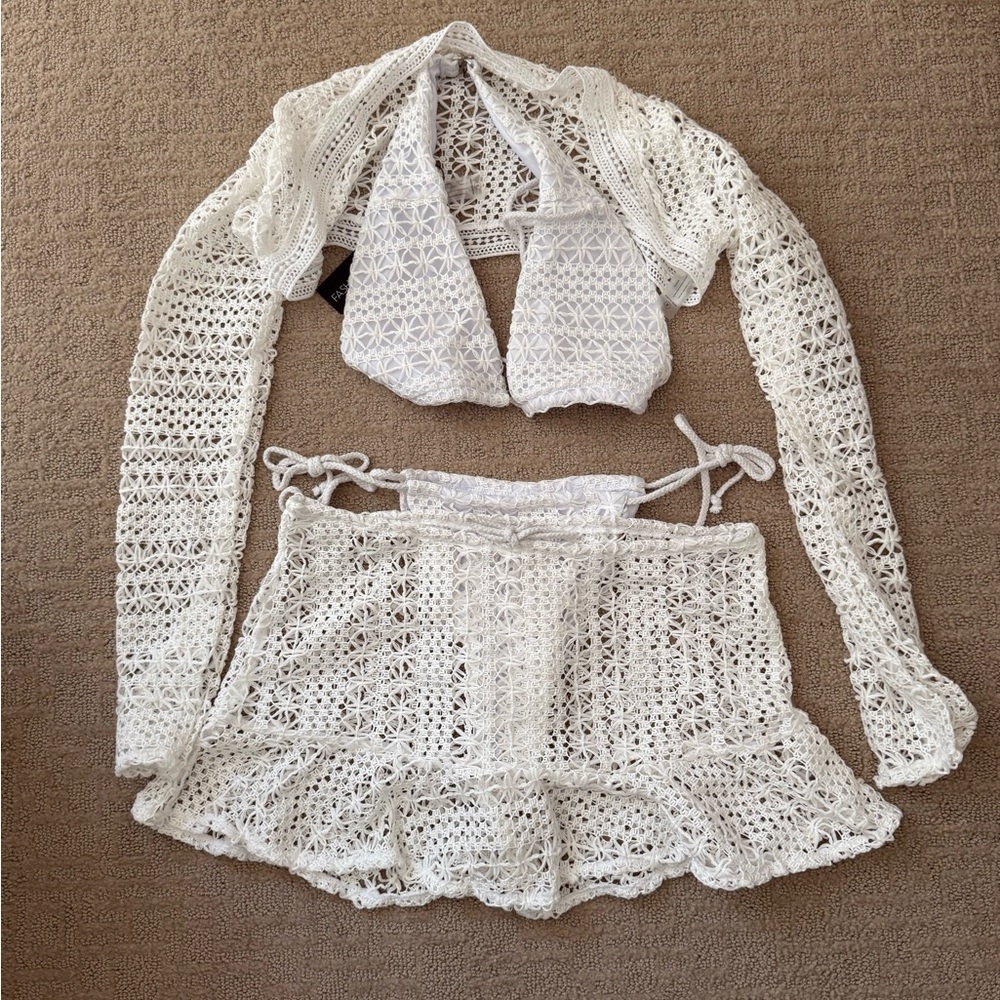White Crochet Bikini - Picture 2 of 3